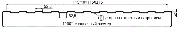 Фото: Профнастил С8 х 1150 - B (ПЭ-01-8017-0.4±0.08мм) в Лобне