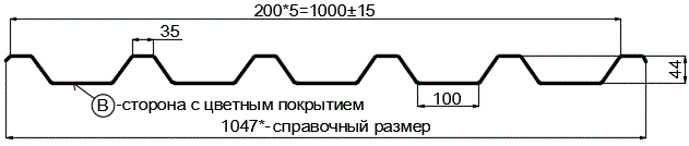 Фото: Профнастил С44 х 1000 - B (PURETAN-20-RR35-0.5) в Лобне