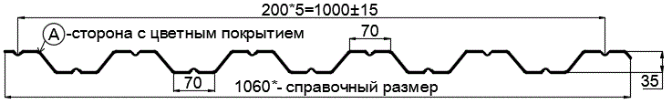 Фото: Профнастил НС35 х 1000 - A (ПЭ-01-1015-0.7) в Лобне