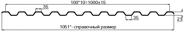 Фото: Профнастил оцинкованный С21 х 1000 (ОЦ-01-БЦ-0.4) в Лобне