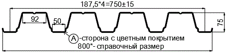 Фото: Профнастил Н75 х 750 - A (ПЭ-01-5002-0.7) в Лобне