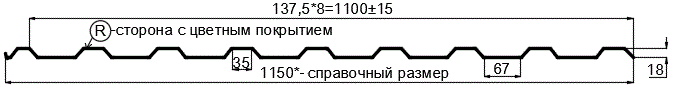 Фото: Профнастил МП20 х 1100 - R RETAIL (ПЭ-01-3005-СТ) в Лобне