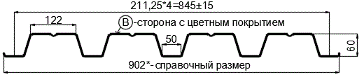 Профнастил Н60 х 845 - B (VikingMP E-20-7016-0.5) в Лобне