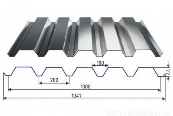 Профнастил С44 х 1000 - A (PURMAN-20-5005-0.5) в Лобне