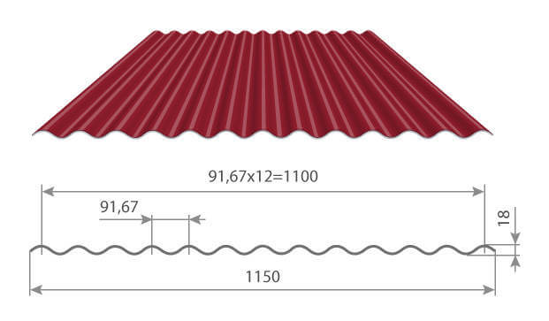 Профнастил МП18 х 1100 - B (ECOSTEEL_T-12-Орех-0.45) в Лобне