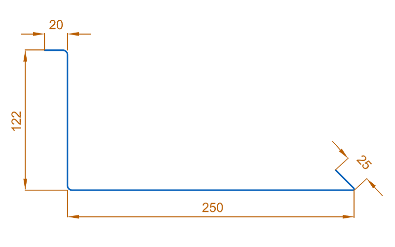 Планка примыкания нижняя 250х122х2000 (ПЭ-01-7004-0.4) в Лобне