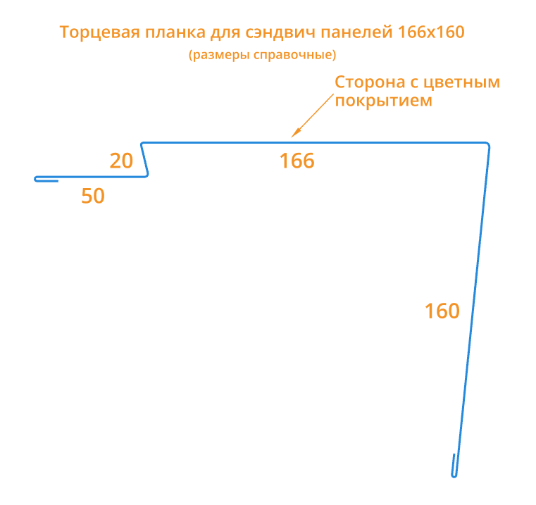 Торцевая планка для сэндвич панелей 166х160х2000 Фасонное изделие (ПЭ-01-5005-0.45) в Лобне