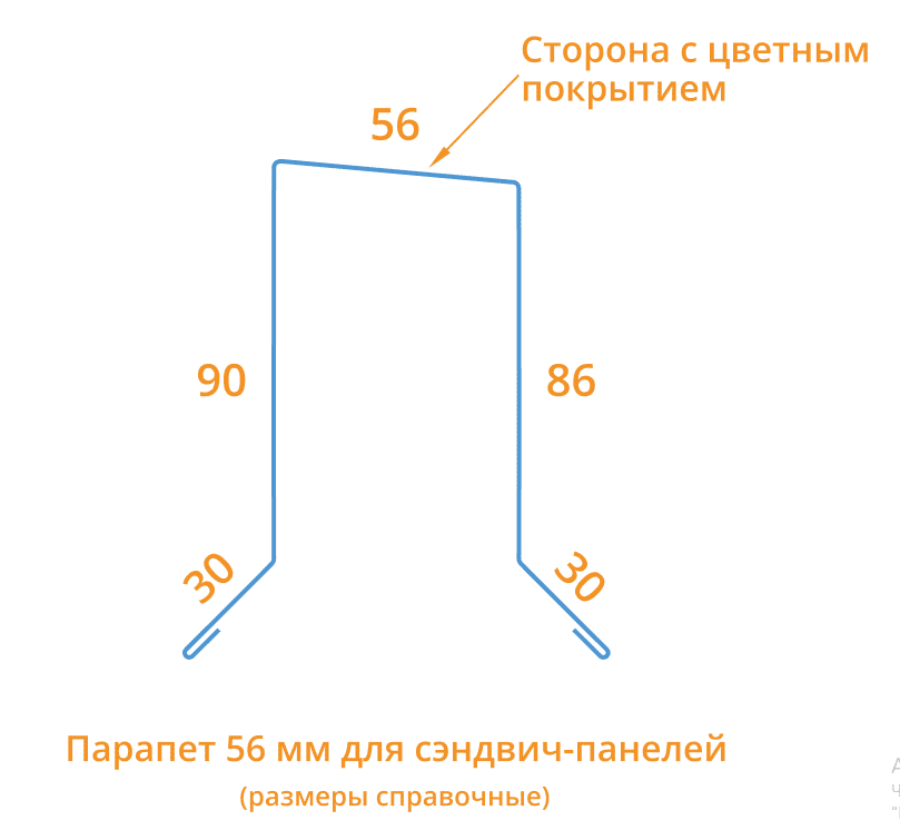 Парапет для сэндвич панелей 56х2000 Фасонное изделие (ПЭ-01-9006-0.45) в Лобне
