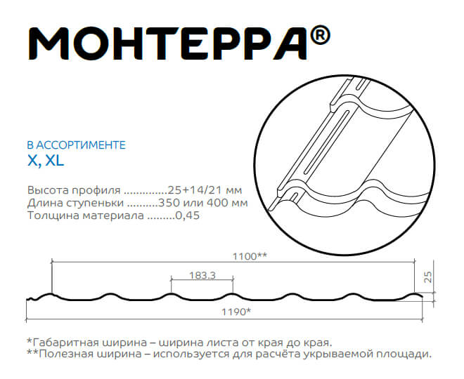 Профиль декоративный Монтерра-XL (ПЭ-01-3009-0.45) в Лобне