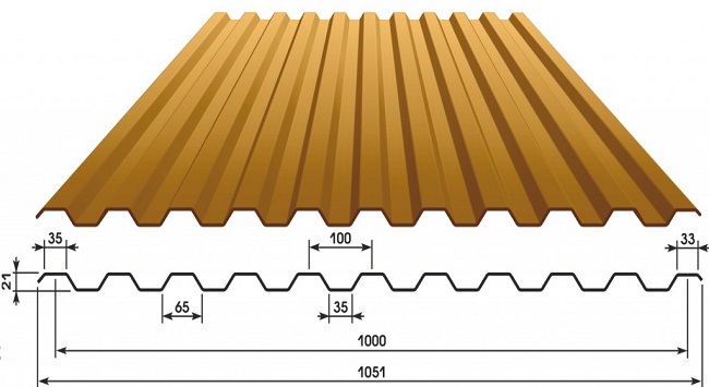 Профнастил С21 х 1000 - A (ECOSTEEL_T-01-Кедр-0.5) в Лобне