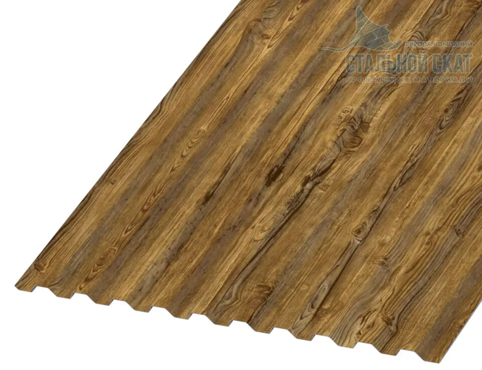 Профнастил С21 х 1000 - B (ECOSTEEL_T-01-Золотой дуб-0.5) в Лобне