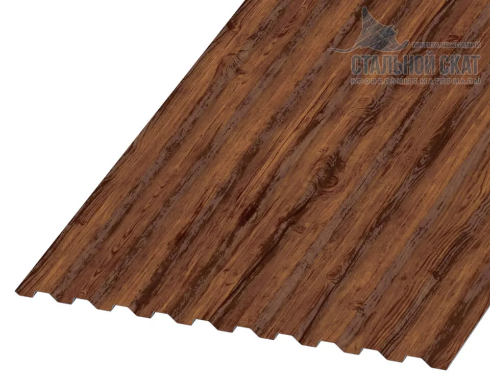 Фото: Профнастил С21 х 1000 - B (ECOSTEEL-01-Мореный дуб-0.5) в Лобне