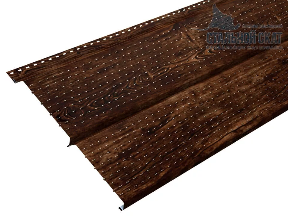Фото: Софит перфор. Lбрус-XL-14х335 (ECOSTEEL_MA-01-Бразил. Вишня-0.5) в Лобне
