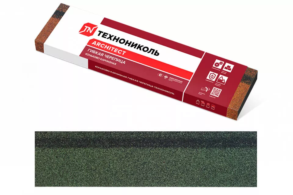 Коньково-карнизная черепица ТЕХНОНИКОЛЬ Зеленый микс (5м2) в Лобне