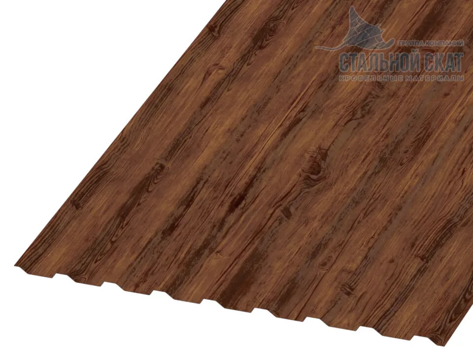 Фото: Профнастил МП20 х 1100 - B (ECOSTEEL-01-Мореный дуб-0.5) в Лобне