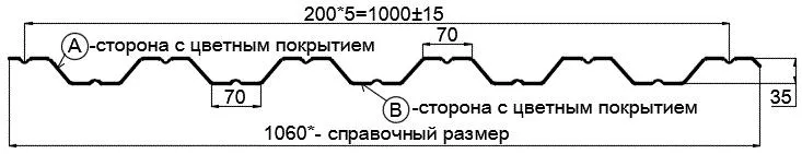 Фото: Профнастил НС35 х 1000 - A Двусторонний (ПЭД-01-8017/8017-0.45) в Лобне