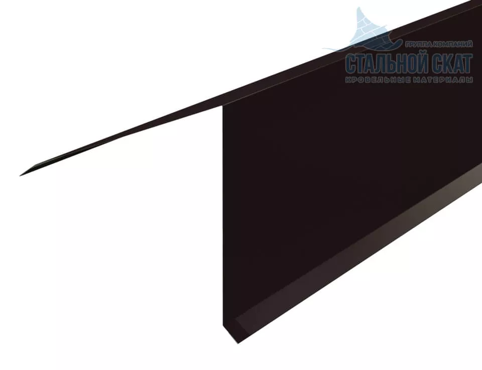 Фото: Планка конька кровли односкатной 185х185х2000 (VALORI-20-DarkBrown-0.5) в 