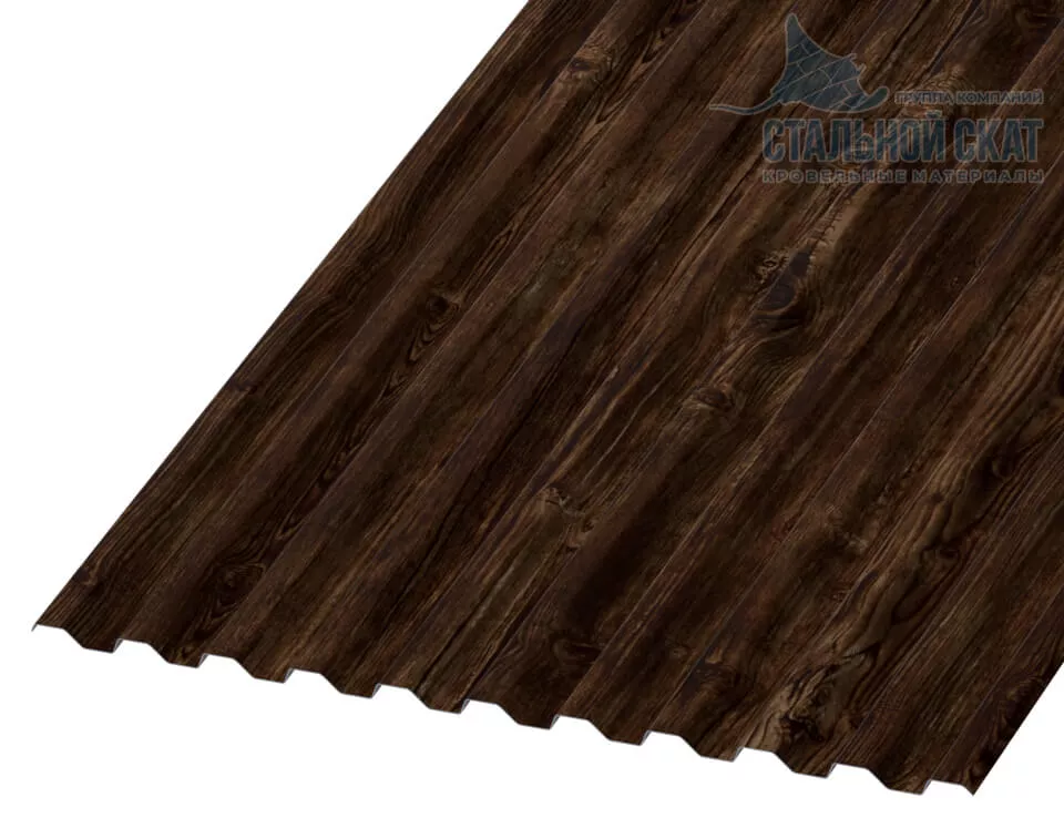 Фото: Профнастил С21 х 1000 - A (ECOSTEEL_MA_Д-12-Античный Дуб-0.45) в Лобне