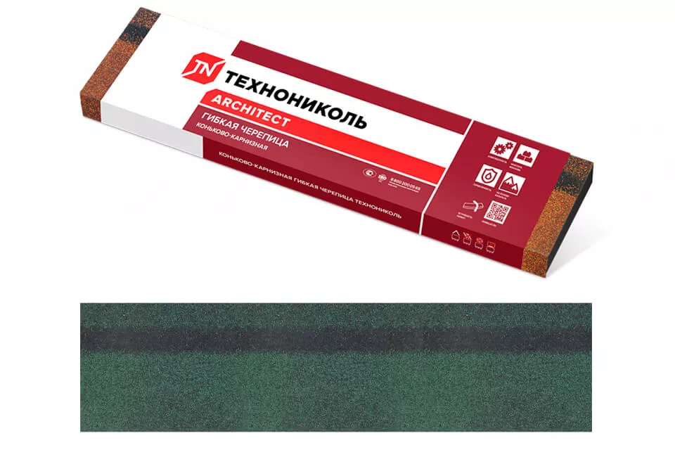 Коньково-карнизная черепица ТЕХНОНИКОЛЬ Зеленый в Лобне