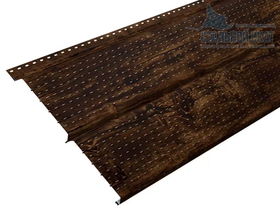 Фото: Софит перфор. Lбрус-XL-14х335 (ECOSTEEL_MA-12-Античный Дуб-0.45) в Лобне