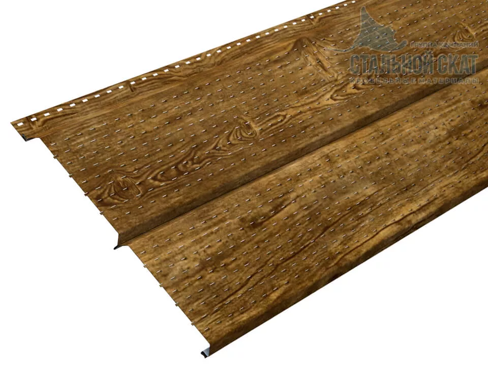 Фото: Софит перфор. Lбрус-XL-14х335 (ECOSTEEL_T-01-ЗолотойДуб-0.5) в Лобне