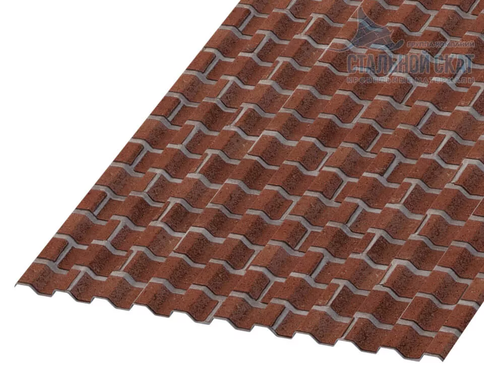 Фото: Профнастил С21 х 1000 - A (ECOSTEEL-01-Кирпич-0.5) в Лобне