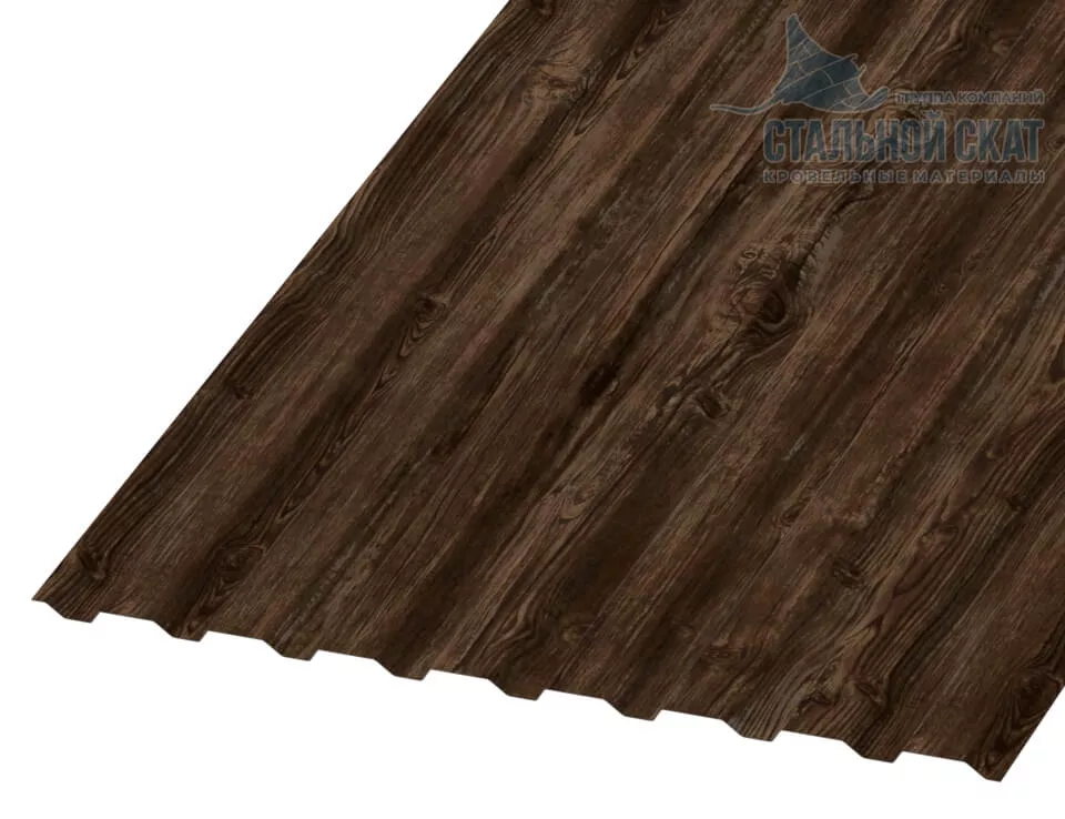 Фото: Профнастил МП20 х 1100 - A (ECOSTEEL_MA_Д-01-МореныйДуб-0.5) в Лобне