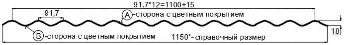 Фото: Профнастил НС35 х 1000 - A Двусторонний (VikingMP_Д-01-7024-0.45) в Лобне