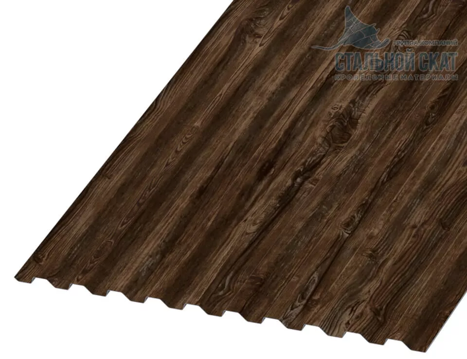 Профнастил С21 х 1000 - B (ECOSTEEL_MA_Д-01-МореныйДуб-0.5) в Лобне