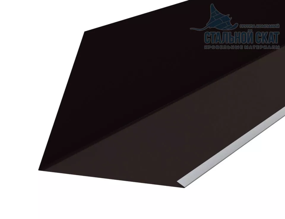 Фото: Планка примыкания верхняя к трубе FASTCLICK 250х240х2000 (VALORI-20-DarkBrown-0.5) в 
