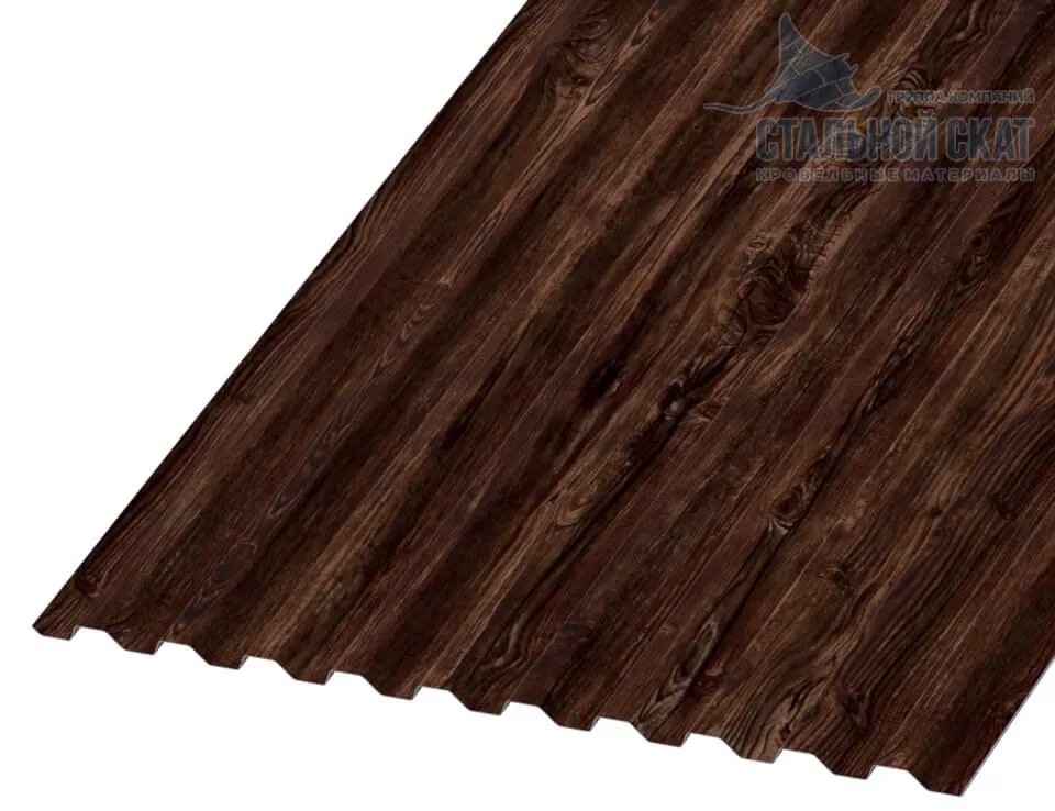 Фото: Профнастил С21 х 1000 - B (ECOSTEEL_MA-01-Бразил. Вишня-0.5) в Лобне