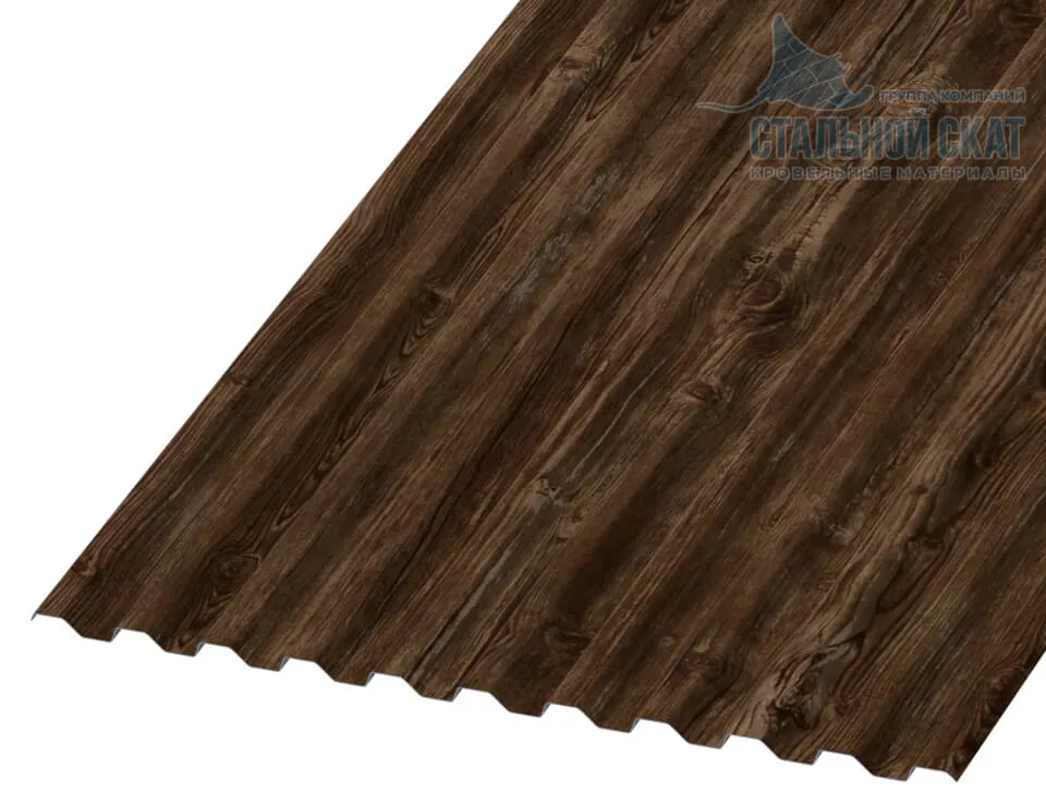 Профнастил С21 х 1000 - A (ECOSTEEL_MA_Д-01-МореныйДуб-0.5) в Лобне