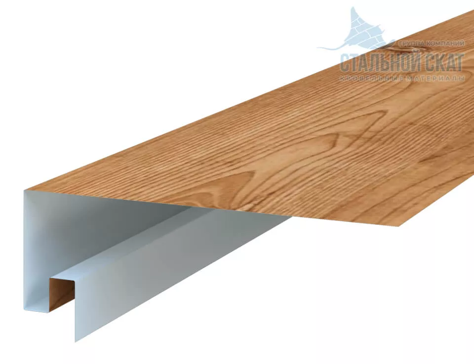 Фото: Планка откоса сложная 3D 245х75х3000 (ECOSTEEL_T-01-Кедр-0.5) в Лобне