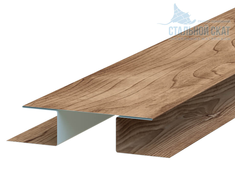 Планка стыковочная сложная 75х3000 (ECOSTEEL_T-12-Золотой Орех-0.45)